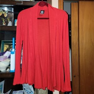 Red cardigan